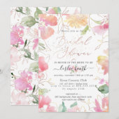 Invitation PixDezines Blushing Romance Sweetpea Fête des mari (Devant / Derrière)