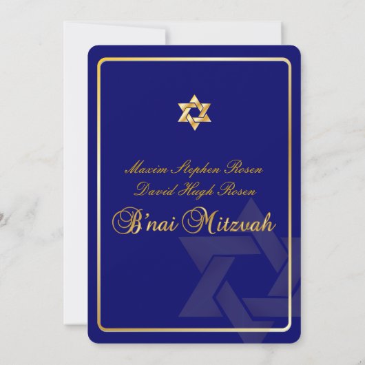 Invitation PixDezines Bnai Mitzvah/bleu foncé/or/do-it-yourse (Dos)