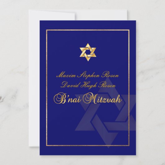 Invitation PixDezines Bnai Mitzvah/bleu foncé/or/do-it-yourse (Dos)