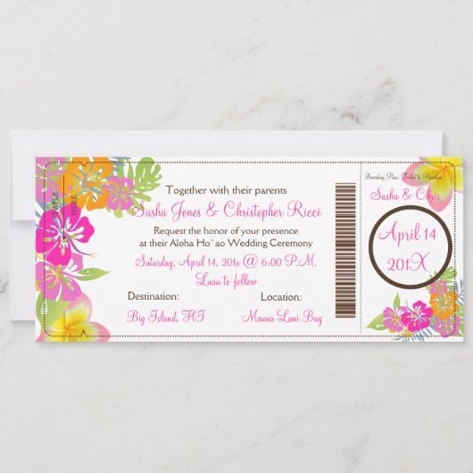 Invitation PixDezines Boarding Pass Hibiscus Leis/do-it-yours (Devant)