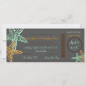 Invitation PixDezines Boarding Pass+Starfish+Beach Wedding (Devant)