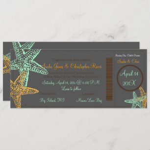 Invitation PixDezines Boarding Pass+Starfish+Beach Wedding