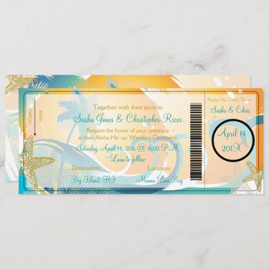 Invitation PixDezines Boarding Pass+Waves (Devant / Derrière)