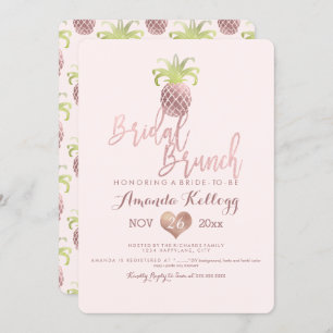 Invitation PixDezines Bridal Brunch/Faux Rose Gold/Ananas