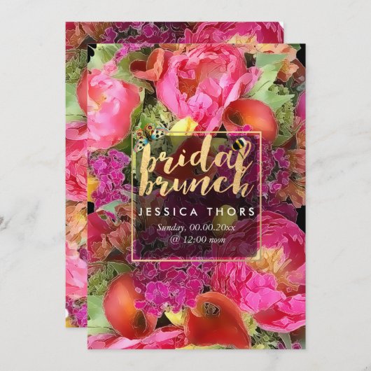 Invitation PixDezines Bridal Brunch Peonies/Calla Lily (Devant / Derrière)