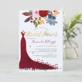 Invitation PixDezines Bridal Shower Aquarelle Rouge+Bleu (Debout devant)