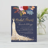 Invitation PixDezines Bridal Shower Watercolor Red+Blue (Debout devant)