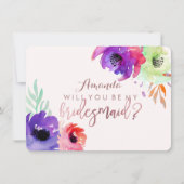 Invitation PixDezines Bridesmaid/Floral/Aquarelle/Rose (Devant)