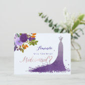 Invitation PixDezines Bridesmaid/Floral/Aquarelle/Violet (Debout devant)