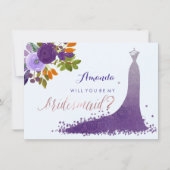 Invitation PixDezines Bridesmaid/Floral/Aquarelle/Violet (Devant)