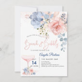 Invitation PixDezines Brunch Bubbly Blush+Blue H2 fleurs (Devant)