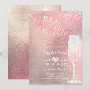 Invitation PixDezines Brunch Bubbly/Confetti+Ombre Rose