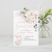 Invitation PixDezines Brunch Bubbly Crème Blush Roses (Debout devant)