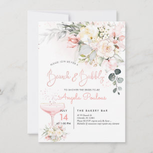 Invitation PixDezines Brunch Bubbly Crème Blush Roses