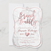 Invitation PixDezines Brunch Bubbly/Faux Rose Gold Marble (Devant)