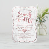 Invitation PixDezines Brunch Bubbly/Faux Rose Gold Marble (Debout devant)
