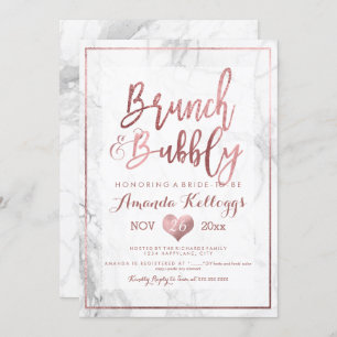Invitation PixDezines Brunch Bubbly/Faux Rose Gold Marble