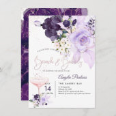 Invitation PixDezines Brunch Bubbly Purple H2 Fleurs Invitat (Devant / Derrière)