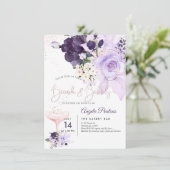 Invitation PixDezines Brunch Bubbly Purple H2 Fleurs Invitat (Debout devant)