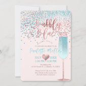 Invitation PixDezines Brunch N Bubbly/Rose Gold/Blue Confetti (Devant)