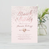 Invitation PixDezines Brunch N Bubbly/Rose Gold Confetti (Debout devant)
