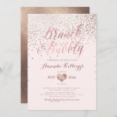 Invitation PixDezines Brunch N Bubbly/Rose Gold Confetti (Devant / Derrière)