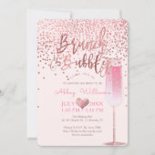 Invitation PixDezines Brunch N Bubbly/Rose Gold/Confetti (Devant)