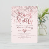 Invitation PixDezines Brunch N Bubbly/Rose Gold Confetti (Debout devant)