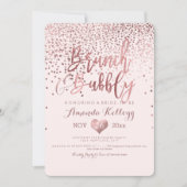 Invitation PixDezines Brunch N Bubbly/Rose Gold Confetti (Devant)
