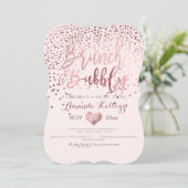 Invitation PixDezines Brunch N Bubbly/Rose Gold Confetti (Debout devant)