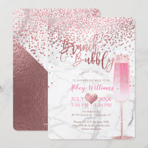 Invitation PixDezines Brunch N Bubbly/Rose Gold/Confetti