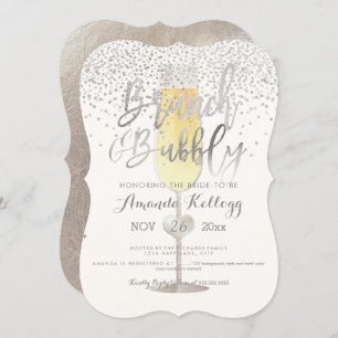 Invitation PixDezines Brunch N Bubbly/Silver Confetti