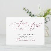 Invitation PixDezines Burgundy Elegant Script Enregistrer la  (Debout devant)