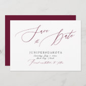Invitation PixDezines Burgundy Elegant Script Enregistrer la  (Devant / Derrière)