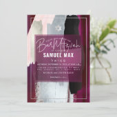 Invitation PixDezines Burgundy Watercolor Bar Mitzvah (Debout devant)
