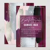 Invitation PixDezines Burgundy Watercolor Bar Mitzvah (Devant / Derrière)