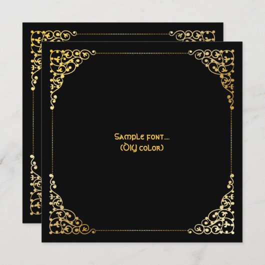 Invitation PixDezines cadre en filigree/fausse or/couleurs do (Devant / Derrière)