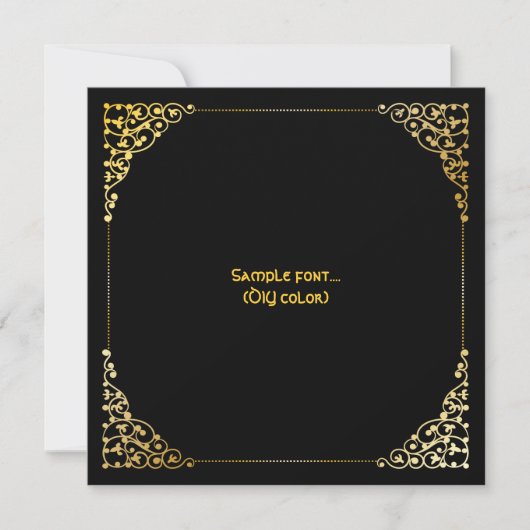 Invitation PixDezines cadre en filigree/fausse or/couleurs do (Devant)