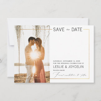 Invitation PixDezines cadre minimaliste Faux Gold