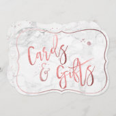 Invitation PixDezines Cartes+Cadeaux Marbre+Panneau Rose Or/T (Devant / Derrière)