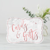 Invitation PixDezines Cartes+Cadeaux Marbre+Panneau Rose Or/T (Debout devant)