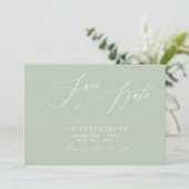 Invitation PixDezines Celadon Green Script Enregistrer la dat (Debout devant)