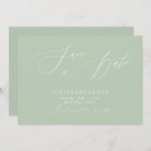 Invitation PixDezines Celadon Green Script Enregistrer la dat (Devant / Derrière)