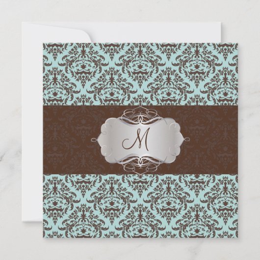 Invitation PixDezines Céline Damask,Blue+Brown (Devant)