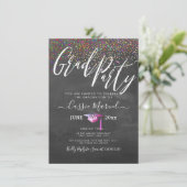 Invitation PixDezines Chalkboard Confetti Grad Party (Debout devant)