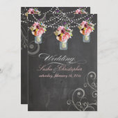 Invitation PixDezines chalkdboard+mason jars+fleurs sauvages (Devant / Derrière)