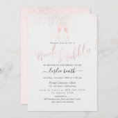 Invitation PixDezines Champagne Rose Bubbles Brunch+Bubbly (Devant / Derrière)