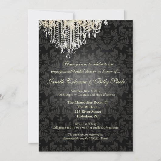 Invitation PixDezines Chandelier de cristal+damas baroque (Devant)