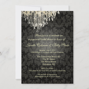 Invitation PixDezines Chandelier de cristal+damas baroque