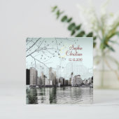 Invitation PixDezines Chicago Lakeshore Skyline/invitations (Debout devant)